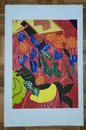 Vincent van Ojen - Blauwe bloemen en sinaasappels vendu pour 80€ !