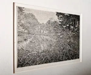 Reinder Homan - Perfecte ets "Landschap met doorkijk" - 45/50 - 1987 - in passe partout kopen? Bied vanaf 130!
