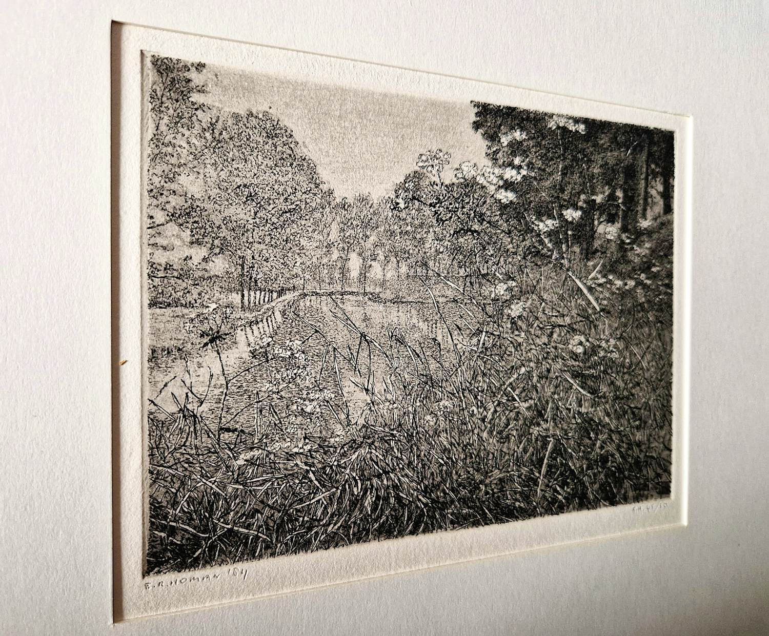 Reinder Homan - Perfecte ets "Landschap met doorkijk" - 45/50 - 1987 - in passe partout verkocht voor € 130!