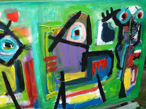 Jasper Banen - Acrylverf op doek , Optocht – 2005 – Groot , 50 x 150 cm kopen? Bied vanaf 325!