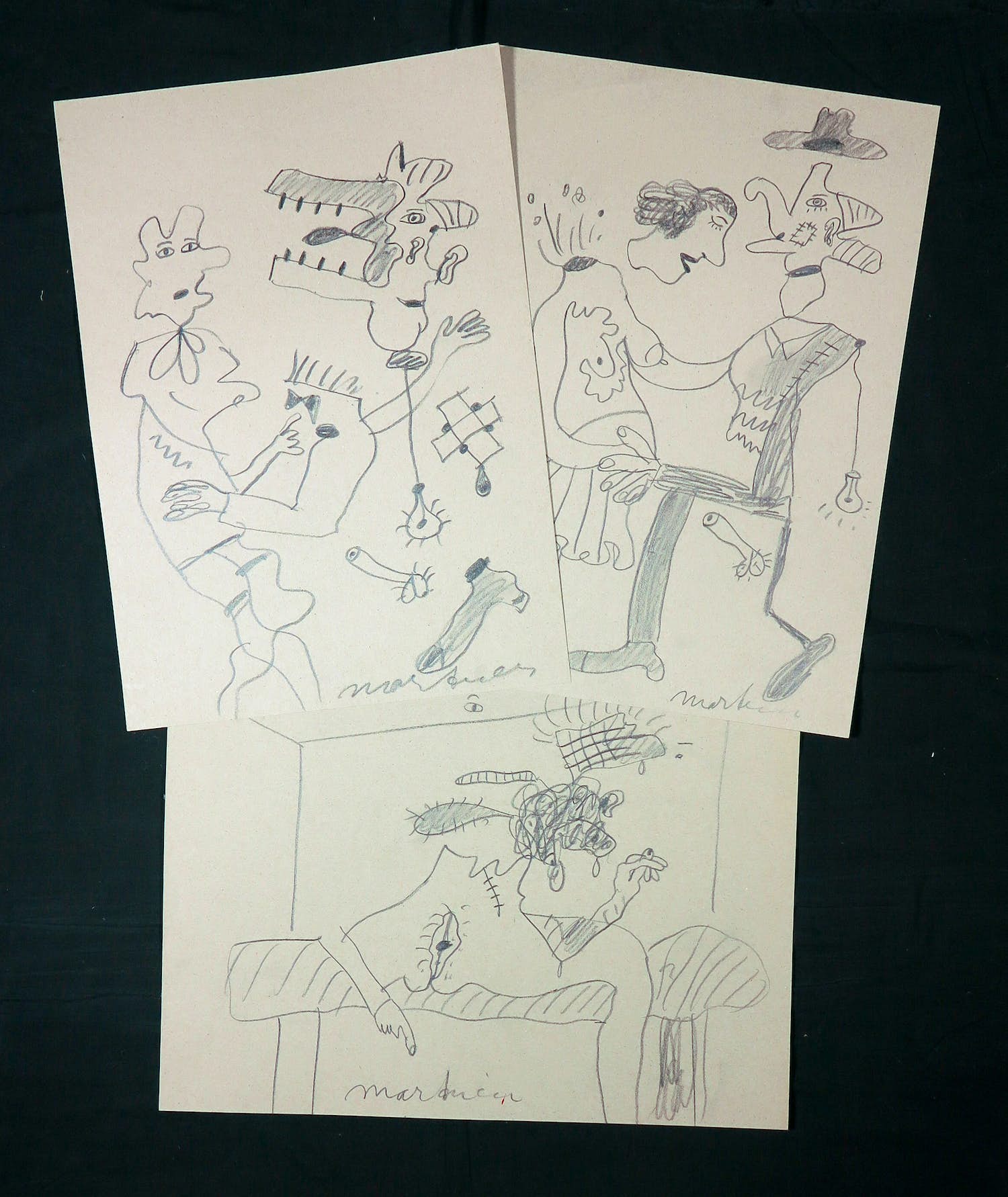 Anton Martineau - Lot van 3 unieke werken op papier! kopen? Bied vanaf 1!