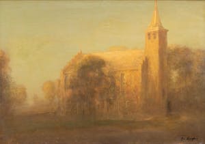 Fedor van Kregten - Olieverf op doek - "Kerkje" kopen? Bied vanaf 375!