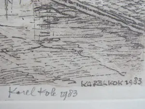 Karel Kok - Kanaalweg Lisse - circa 1910 - ets uit 1983 kopen? Bied vanaf 30!