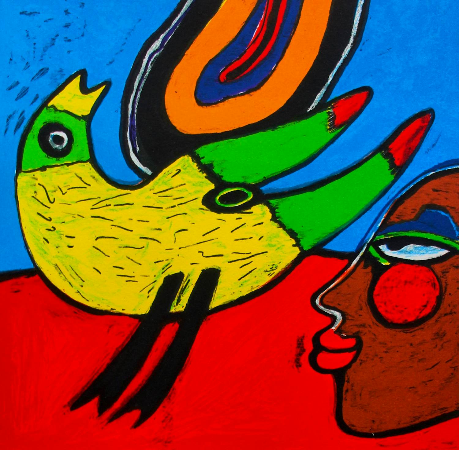 Corneille - Litho: La femme et l'oiseau - 2002 verkocht voor € 250!