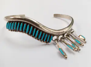 Sterling zilver armband needlepoint turkoois Zuni Indiaans Navajo kopen? Bied vanaf 145!