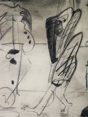 Arie van Selm - 1985 Galerie d’Eendt Amsterdam - Grote Abstract Figuratieve Tekening - gesigd. kopen? Bied vanaf 10!