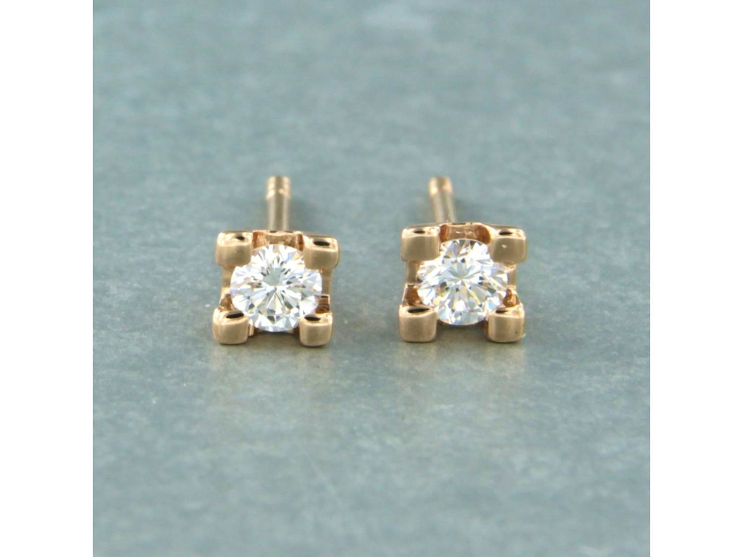 18k rosé gouden solitair oorknoppen met briljant geslepen diamant tot. 0,22ct kopen? Bied vanaf 280!