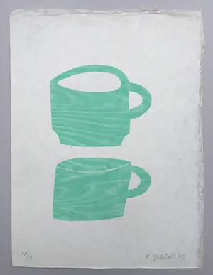 Klaas Gubbels - houtdruk 'Kopjes ’ - 2003 - oplage 20 kopen? Bied vanaf 365!