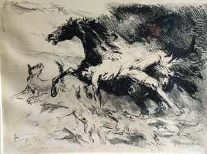 Jan Groenestein - C4889-1, Wolvenaanval verkocht voor € 75!