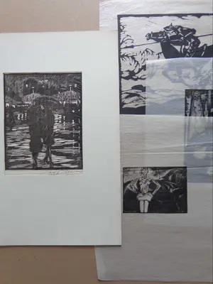 Daan de Vries - LOT VAN 4 STUKS / ZW-W HOUTSNEDE / SIG kopen? Bied vanaf 40!