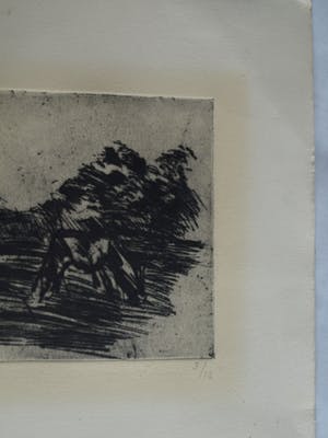 Wilfred Voet - Ets , “2 Koeien in de polder” – gesigneerd –1963 – nr 3 van 12 kopen? Bied vanaf 25!