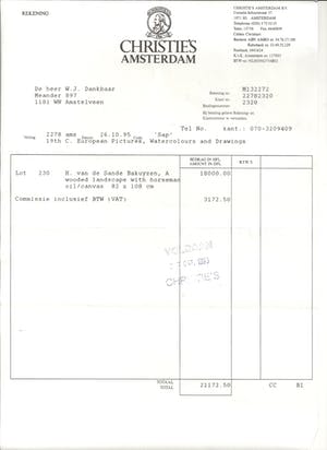 Hendrikus van de Sande Bakhuyzen - A wooded landscape with a horseman conversing with a herdsman and cattle kopen? Bied vanaf 2000!