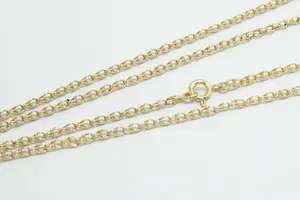 57 - Fijn en relatief lang 14 Krt geel gouden collier met fantasieschakeltjes kopen? Bied vanaf 290!