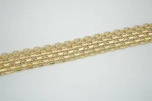 58- Brede, in 6 rijen gevlochten 14 karaats geel-gouden schakel armband kopen? Bied vanaf 560!