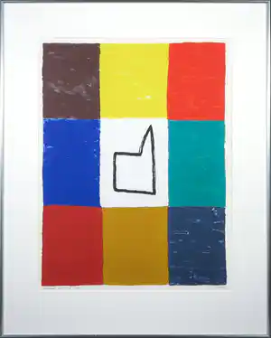 Harrie Gerritz - Zeefdruk, Kapel in gekleurde achtergrond - Ingelijst verkocht voor € 50!