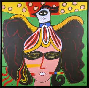 Corneille - Zeefdruk op doek, Portrait imaginaire - Ingelijst verkocht voor € 1!