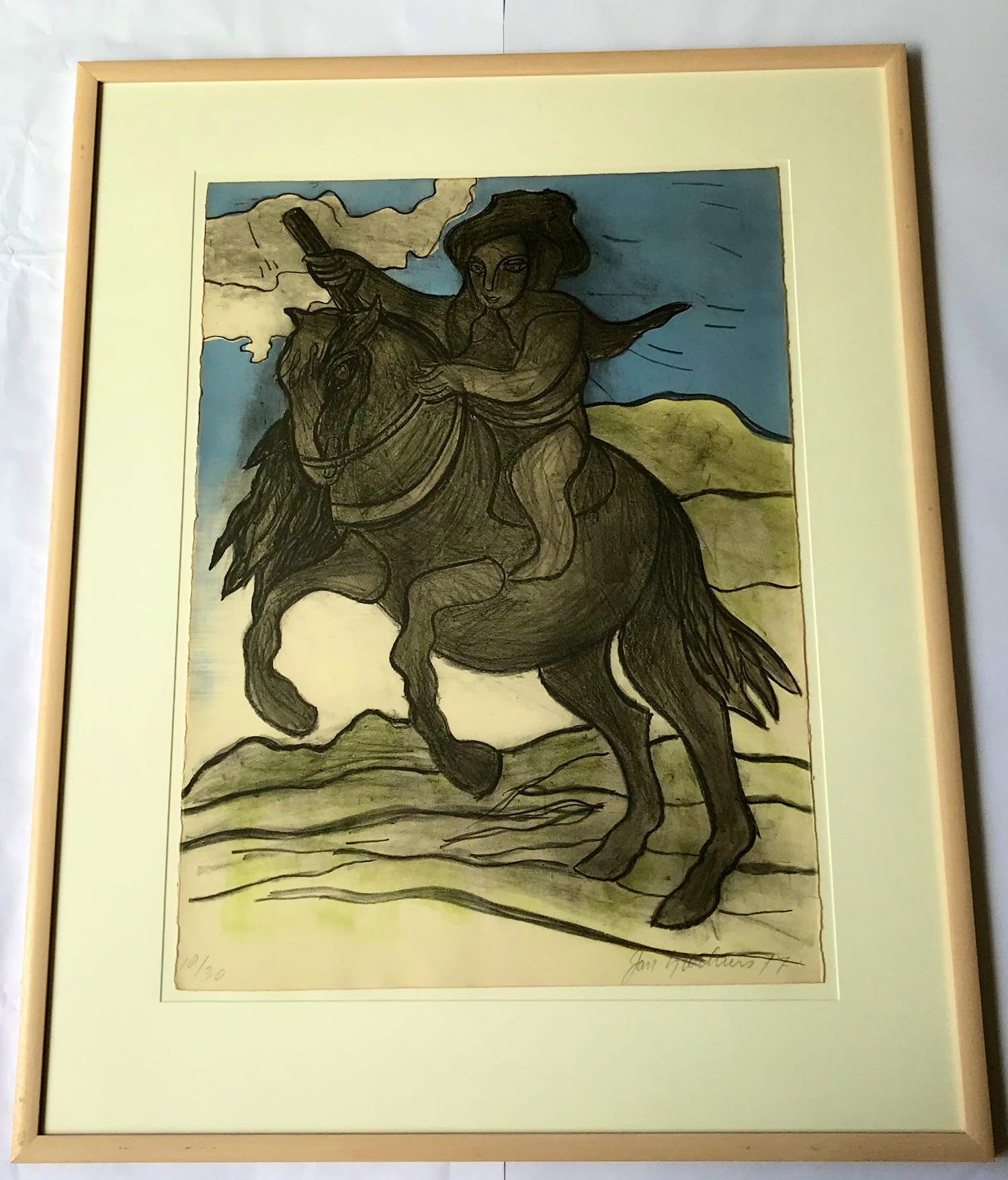Jan Sierhuis - grote zeefdruk - Balthasar Carlos - 1977 - gesigneerd - ingelijst kopen? Bied vanaf 1!