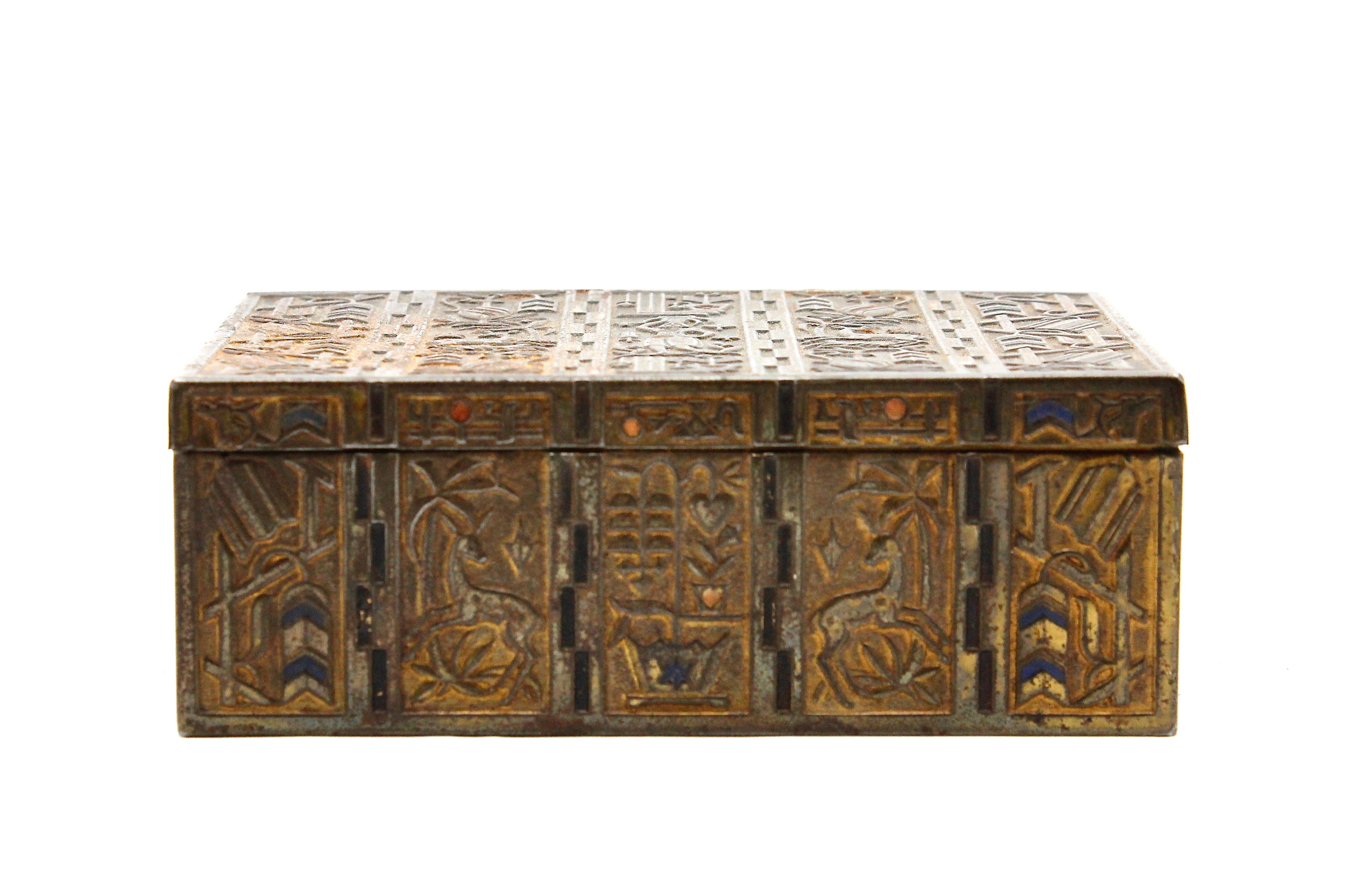 Eugen Schwemmle - voor Erhardt und Söhne - Geel koperen gepatineerde Art Deco doos kopen? Bied vanaf 19!