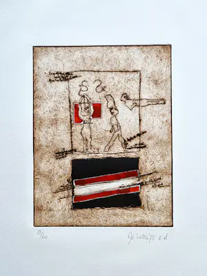 Buy Adriaan Nette - kleuren ets & aquatint op dik papier uit 1975 - gesigneerd - oplage 13/60 -? Bid from 29!