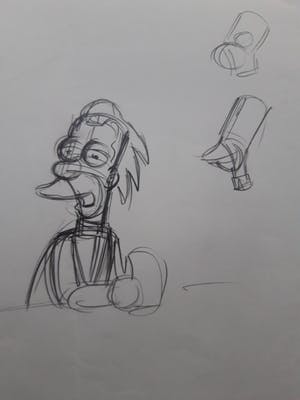 Matt Groening - originele productie tekening, The Simpsons, Lenny kopen? Bied vanaf 1!