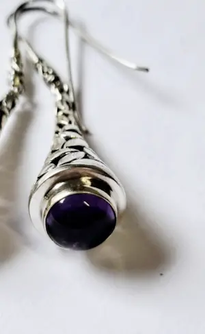 Nieuw Zilveren Byzantijnse Bungel oorbellen, met bolvormige Amethist kopen? Bied vanaf 65!