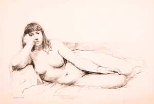 Aat Veldhoen - Rotaprint, Liggend naakt verkocht voor € 50!