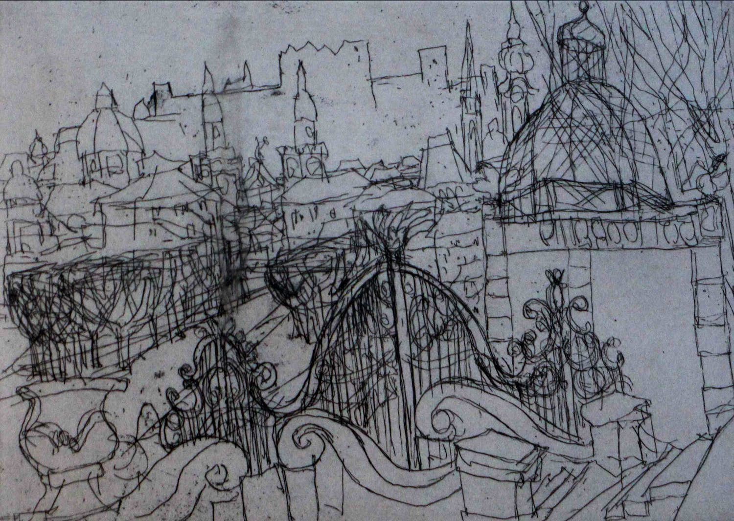 Rudolf Hradil - Ets: gezicht op Salzburg verkocht voor € 125!