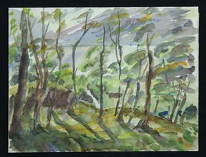 Jan Sluijters (jr.) - Aquarel. Boslandschap kopen? Bied vanaf 1!