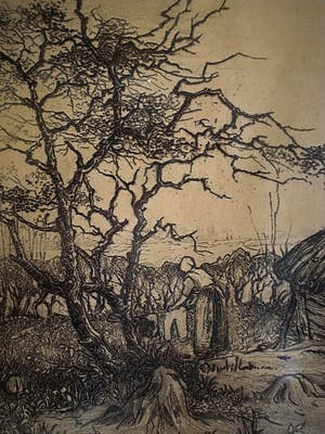 Toon de Jong - Fraaie droge naald Ets "Eemnes Buiten - Boerin doet de was " gesigneerd kopen? Bied vanaf 10!