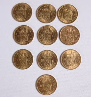 20-22K Goud - 10x Gouden Tientje- diverse jaartallen kopen? Bied vanaf 2300!