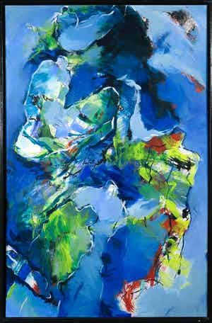 Marjan Nagtegaal - Acryl op papier (bevestigd op paneel), Zonder titel - Ingelijst verkocht voor € 50!