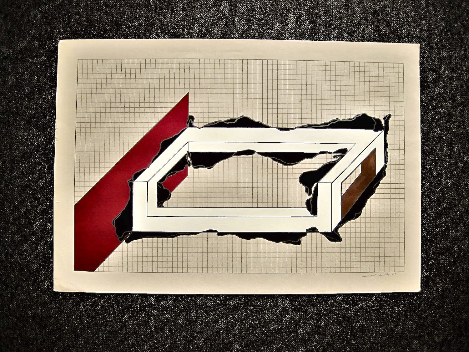 Michael Buthe - Grote OP-ART en E.A. zeefdruk in 5 gangen - 1968 - potloodgesigneerd verkocht voor € 58!