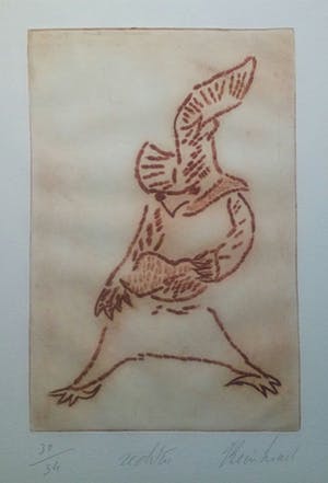 Reinhoud D'Haese - Rechter/Getuige - etsen - ingelijst kopen? Bied vanaf 225!