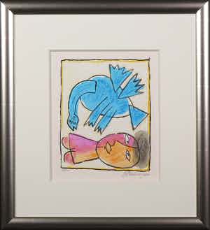 Corneille - Zeefdruk, Eveil - Ingelijst verkocht voor € 90!