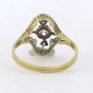 Goud met platina ring met bolsjewiek en roos geslepen diamant 0.20 ct - rm 19 kopen? Bied vanaf 260!