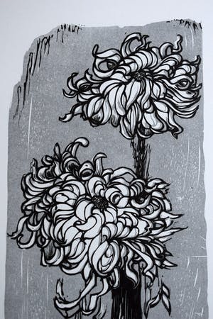 Hans van Dokkum - Vaas met Chrysanten - grijs kopen? Bied vanaf 75!