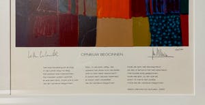 Ton Schulten - met Willem Wilmink - Opnieuw begonnen, zeefdruk (mooi ingelijst, groot) kopen? Bied vanaf 495!