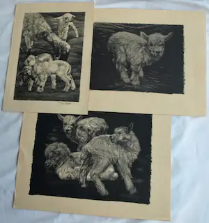Dirk Homberg - 3x Litho , “Geitjes” – ca 1935 kopen? Bied vanaf 25!