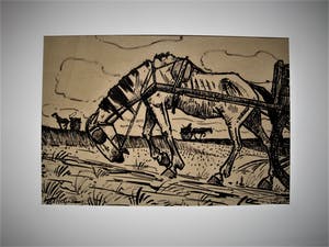 Kees Heynsius - Krachtige omstreeks 1920 gemaakte Inkt tekening "tegen de hoogte op" gesigneerd kopen? Bied vanaf 26!