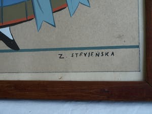 Zofia Stryjeńska - Gemende techniek , "Slask" , Silezië – gesigneerd & ingelijst – 1939 kopen? Bied vanaf 45!