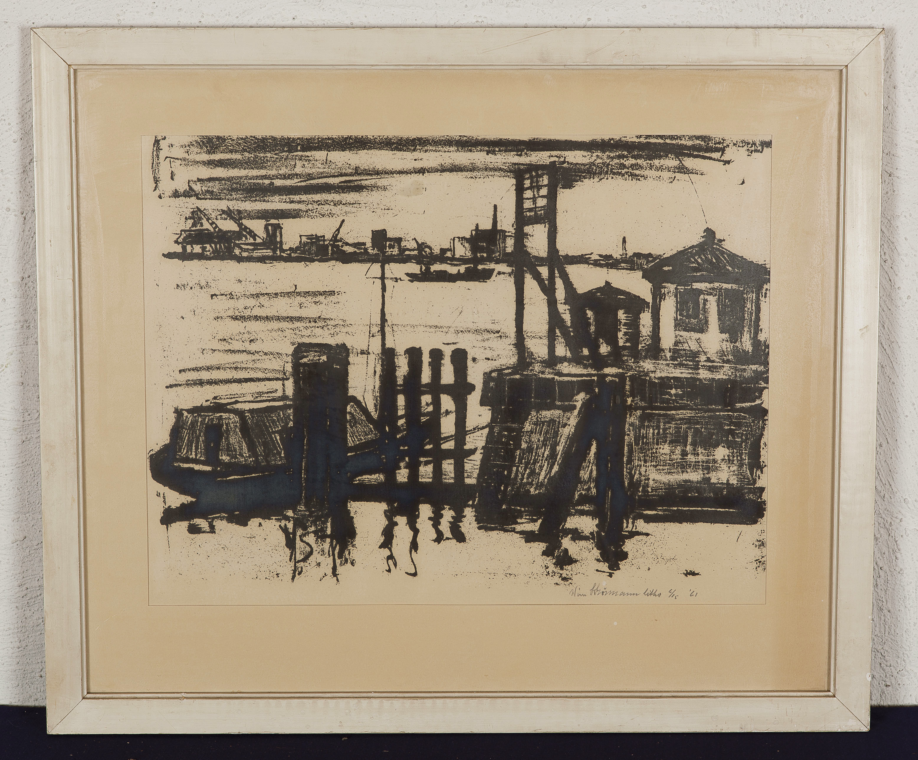 Wim Strörmann - Haven met parlevinkers - Litho - gesigneerd r.o. - oplage 6/15 - BKR Rotterdam kopen? Bied vanaf 10!