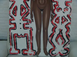 Peter Klashorst - afgeprijst : UNIEK : zeer groot schilderij van een naakte afrikaanse dame , kopen? Bied vanaf 575!