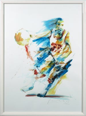 Frank Gude - Zeefdruk, Basketbal - Ingelijst kopen? Bied vanaf 1!