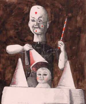 Herman Berserik - Ingelijste aquarel: De goochelaar - 1974 verkocht voor € 550!