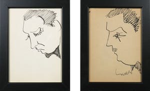 Siep van den Berg - Lot van twee pentekeningen, Portretten - Ingelijst kopen? Bied vanaf 35!