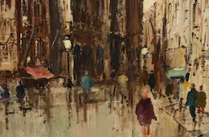 Rein Snapper - Olieverf op doek, La rue au Beurre - Ingelijst (Groot) kopen? Bied vanaf 1!