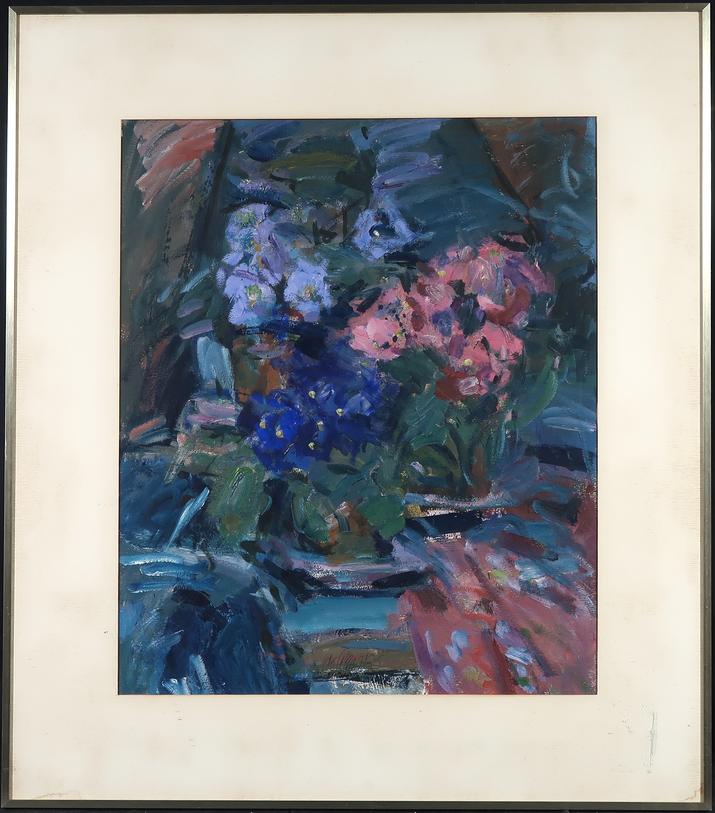 Toon de Haas - Olieverf op papier, Bloemstilleven - Ingelijst kopen? Bied vanaf 70!