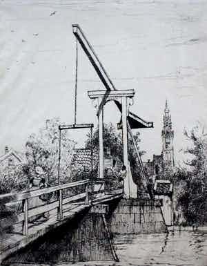 Jan Poortenaar - Ets: Edam- 1945 verkocht voor € 45!