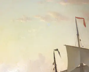 Willem Gruyter Jr. - Olieverf op doek, Vissersboten aan de pier - Ingelijst kopen? Bied vanaf 1250!