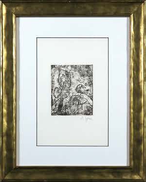 Asger Jorn - Ets en droge naald op handgeschept Japon, Friedhof der Maulwürfe verkocht voor € 1!
